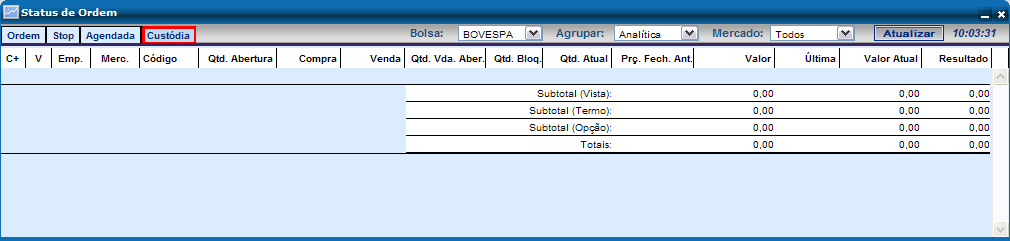 Procedimento Clique na Aba [Stop] e a tela de Status de Ordem Stop são exibidos (Figura 39). Operações 1.