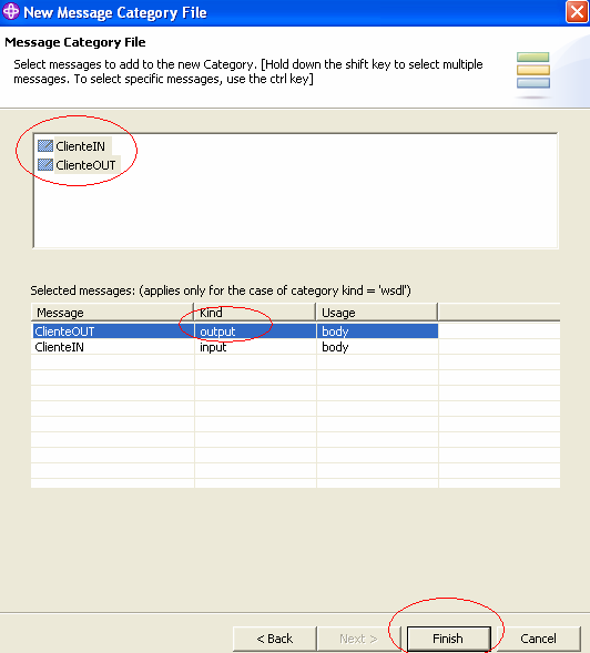 Selecione os tipos de dado ClienteIN e ClienteOUT, altere o campo Kind do ClienteOUT para output e