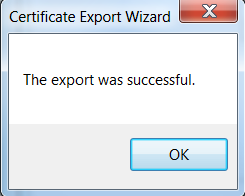 Pressione o botão Finish para finalizar o processo de exportação do certificado. Veja figura abaixo: Conferir se está como Yes. Clique aqui para continuar.