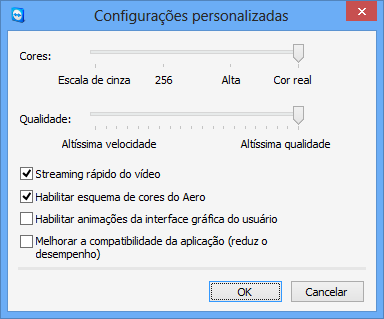 Opções Padrões de controle remoto Enviar combinações de teclas Se ativada, as combinações de teclas (como ALT+TAB, por exemplo) são transferidas por padrão para o computador remoto e não são