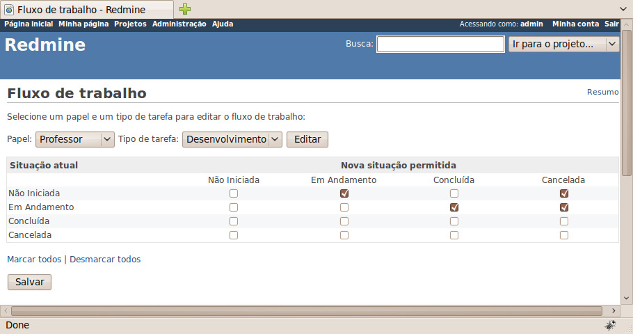 Quando todas as tarefas de uma iteração possuem um status definido como Tarefa Fechada, então a iteração está concluída.