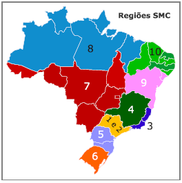 Figura 1 As 10 áreas de atendimento do Sistema Móvel Celular, 1997 Fonte: TELECO Relatório de Telefonia Celular no Brasil, 2012.