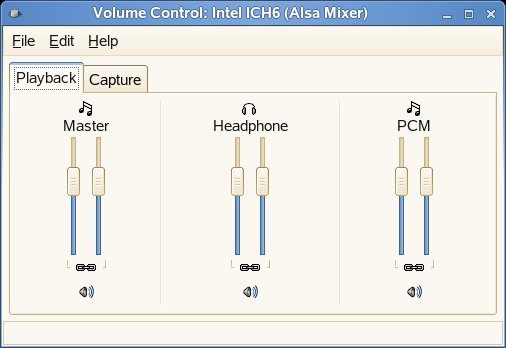 Se o ícone do mixer (um símbolo de alto-falante) não estiver visível no painel da área de trabalho, pressione Alt+F2 e digite gnome-volume-control ou clique em Computador > Mais Aplicativos > Áudio e
