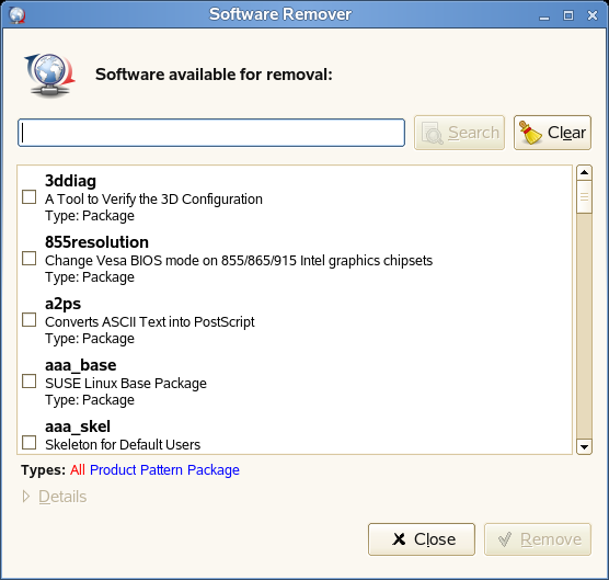 1.16.4 Removendo softwares Para remover pacotes de software, clique em Computador > Mais Aplicativos > Sistema > Remover o Software ou digite zen-remover em um terminal.