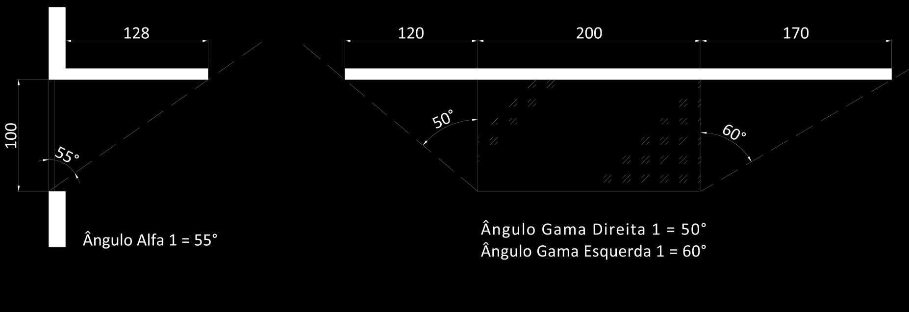 13 Exemplo de projeto para um brise Tendo-se os ângulos que mascaram a fachada em estudo no intervalo desejado, é interessante que se faça um teste para verificar quais as dimensões que o brise terá.