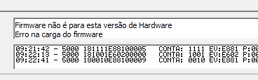 Mensagem de ERRO ao tentar gravar Figura 32 Firmware incompatível com a versão de