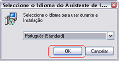 Clique duas vezes no arquivo para instalar, após abrir a janela de instalação clique em OK para selecionar o idioma de instalação, depois