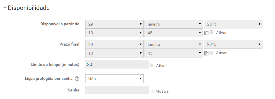 Link para a próxima atividade: A caixa de seleção contém todas as atividades deste curso. Se uma estiver selecionada, então um link para esta atividade aparecerá no final da Lição.