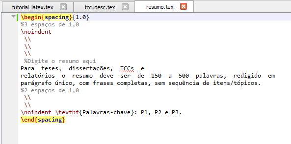 Estrutura do arquivo tccudesc Resumo e abstract No arquivo resumo substitua o texto abaixo pelo resumo do seu trabalho: Para teses, dissertações, TCCs e relatórios o resumo deve ser de 150 a 500