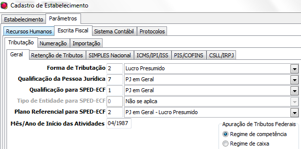 blocos e registros a serem