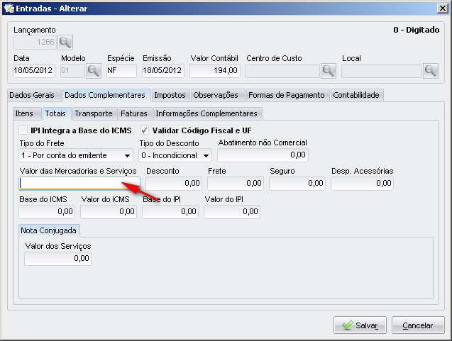 Exemplo 3: Campo obrigatório 6-UNID_INV Não se aplica No Fiscal acesse o menu Adicionais Gerar Arquivo para o SPED PIS/COFINS e