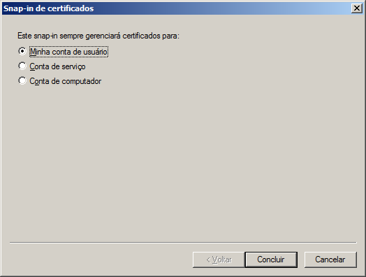 2.3) Selecione Certificados e clique no botão Adicionar >, veja : 2.