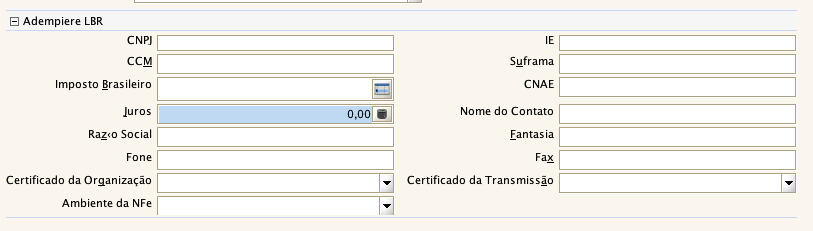 Configuração Entre com os dados da sua sua empresa. Para testes deixe o campo Ambiente da NFe como Homologação.