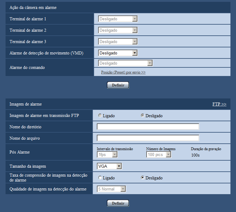 13 Configuração dos ajustes e alarme [Alarme] [Número de porta originária] Selecione um número de porta a ser utilizada para receber o alarme de comando.