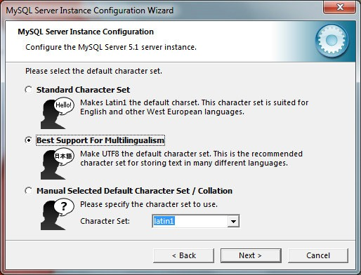 Selecione Best Support for Multilingualism: A próxima opção é de incluir o caminho do MySQL na variável de ambiente Path do