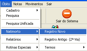 Esta é e tela de cadastro de Óbito, aqui você irá informar todos os dados referente ao registro.