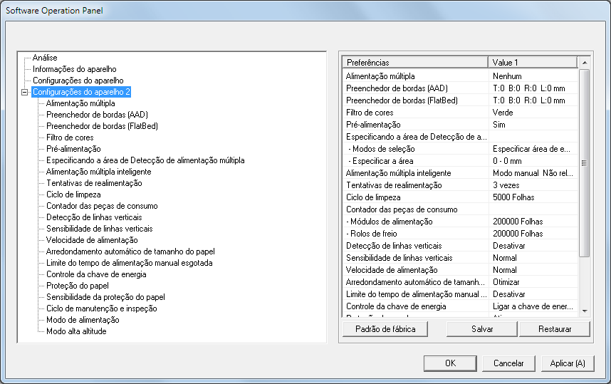 Capítulo 9 do aparelho 2 1 Abra o Software Operation Panel. Para maiores detalhes, consulte a seção "9.1 Iniciando o Software Operation Panel" (página 162).