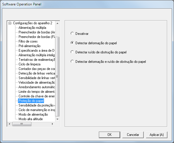 Capítulo 9 2 Pelo menu esquerdo, selecione [ do aparelho 2] [Proteção do papel]. 3 Clique no método de detecção.