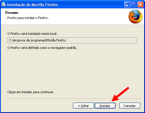 - Manual de Instalação Figura 8.8 Após o passo anterior, a janela seguinte se abrirá - Figura 8.9, clique em INSTALAR para continuar a instalação. Figura 8.9 Após o passo anterior, o processo de instalação será efetuado.