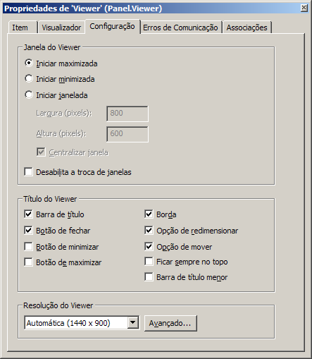 Aba Configuração Cada campo da aba Configuração possui uma propriedade correspondente.