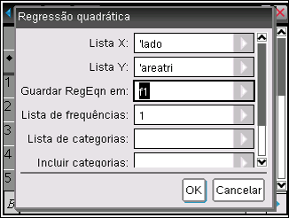 Se a janela não for a adequada escolhe b; 4: Janela; 9: Zoom Dados. Como representar uma regressão sobre uma nuvem de pontos?