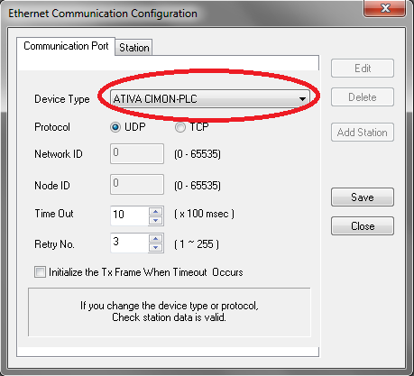 I/O Device Name: Coloque um nome no dispositivo. Este nome será utilizado nas configurações de TAG na janela Database, acompanhado pelo nome do STATION.