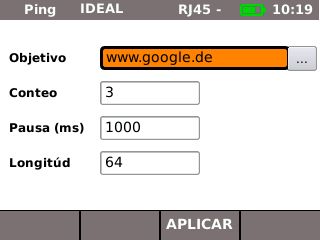 Capítulo 3 Configurações 3.5.3. Testes IP Este menu permite ajustes na verificação de IP. 1. Selecione o item de menu "Tests de IP".