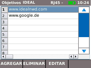 Capítulo 3 Configurações 2. Selecione a opção desejada. 3. Defina o parâmetro de teste desejado ou digite os dados desejados com as teclas alfanuméricas. 4. Com Aplicar salva os dados inseridos.