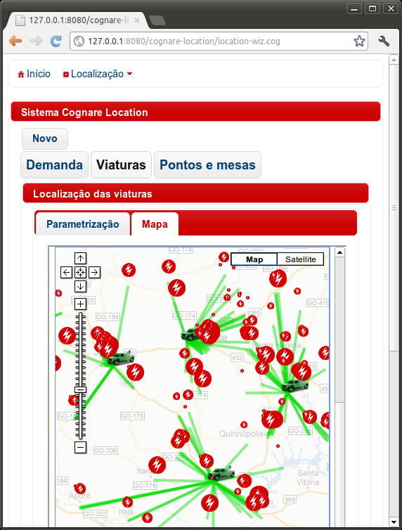 5.2 Localização das Viaturas 75 mento ainda garante um melhor desempenho, uma vez que grandes movimentos podem ser realizados em detrimento de pequenos movimentos que deveriam chegar no mesmo lugar,