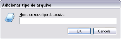 46. Nesta nova tela, preencha o campo com o Nome do novo tipo de arquivo. 47. Clique em OK para salvar as configurações.