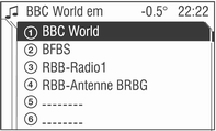 98 Rádio Pressione o botão multifunções. O menu do rádio é apresentado. É apresentada a estação acabada de sintonizar. Com rádio digital (DAB), também pode procurar conjuntos 3 104.