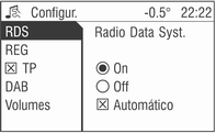 100 Rádio O rádio muda para o modo AS da banda de frequência seleccionada. Surge no visor o menu Rádio, no qual é indicada a opção Autostore.