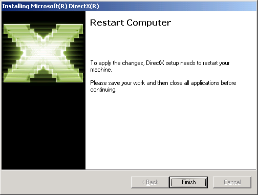 5. O programa de instalação irá instalar automaticamente o DirectX em seu sistema. 6. A instalação irá avisar quando terminar de copiar todos os arquivos em seu computador.