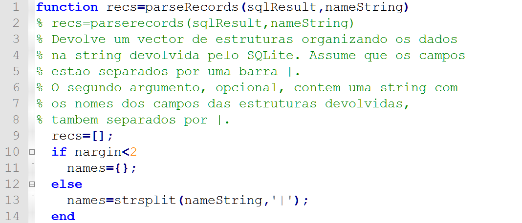 Lista os nomes dos campos das estruturas, ou nada se