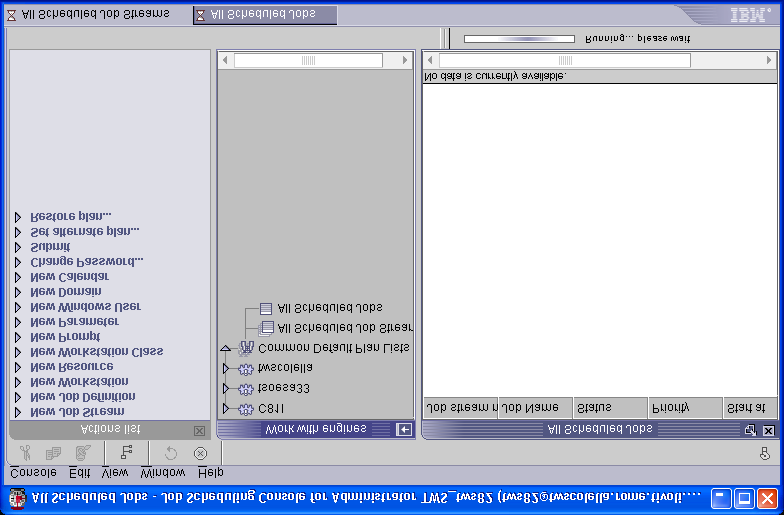 Descrição da interface O programa de inicialização do Job Scheduling Console abre automaticamente a porta TCP 9992 para atender possíveis comandos do usuário dirigidos ao programa de log associado ao