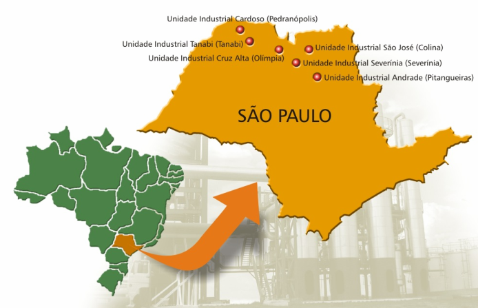 Localização de Nossas Unidades Industriais no Brasil Nossas Vantagens Competitivas Localização estratégica de nossas unidades Nossas atividades estão concentradas na região centro-sul do Brasil, mais