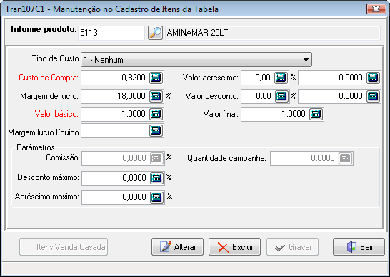 1.4.1. No item da tabela de preços o valor é informado na Moeda/Indexador da Tabela.