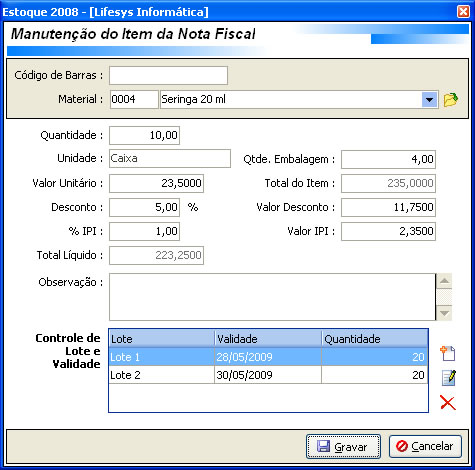 Selecione o [Num. da Nota Fiscal], [Local de Estoque], [Data de Emissão], [Data de Entrada/Saída], [Fornecedor], [Tipo de Operação], [Forma de Pagamento] e [Tipo de Frete].