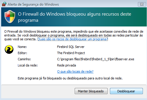 Caso surja mensagem do firewall do Windows, habilite o conteúdo: Considerações sobre o Firewall Atenção: Alguns programas Antivírus instalados no Servidor, barram o funcionamento do IDEAGRI.