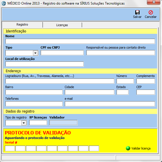 23 - Tela de registro do software MÉDICO Online.