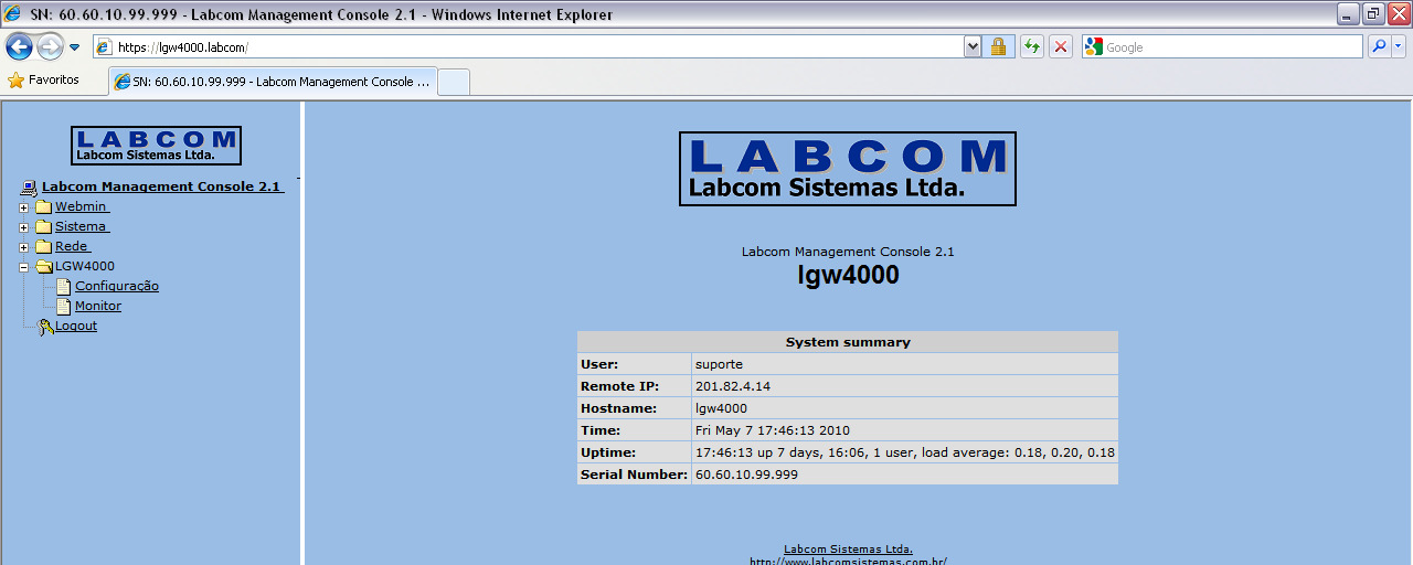 Interface WEB Labcom