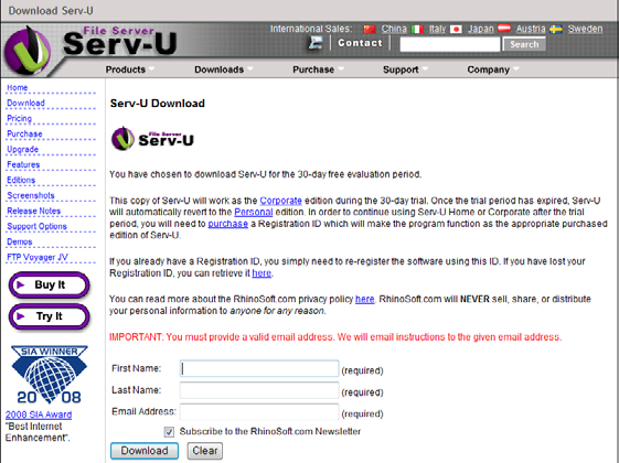 Download Serv-U 3. Após realizar o download do arquivo, clique duas vezes no mesmo para instalar em seu servidor.