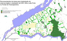 Figura 4: Zoneamento agroecológico sugerindo áreas de corredores agroflorestais e áreas de preservação permanente promovendo a conectividade regional no extremo oeste paulista restauração ambiental