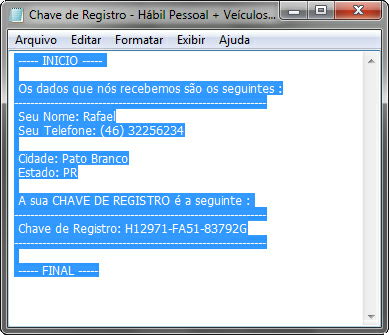 Introdução 20 Após clicar nessa opção, acesse o e-mail que você recebeu contendo a chave de registro.