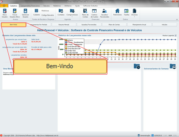 Introdução 6 Clique no botão Bem-Vindo sempre que desejar visualizar estas informações.