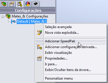 Criando um SpeedPak Vá no Configuration Manager (Aba Configurações).