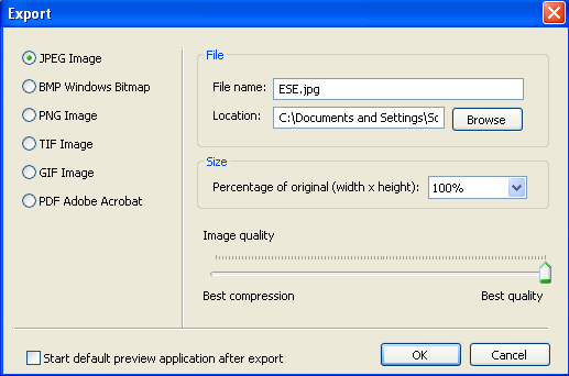 Dê um nome ao ficheiro do seu logótipo em File name. Escolha o local de arquivo no seu computador clicando em Browse (o programa já define a pasta \Meus documentos\logomaker\exports\ como padrão).