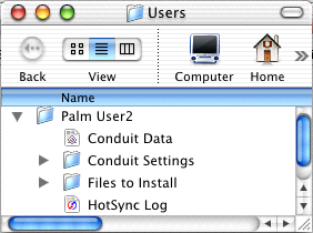Realização de operações de HotSync com base/cabo Execução de uma operação de HotSync direta: computadores Mac Ao instalar o Software Palm Desktop, foi necessário inserir um nome de usuário.