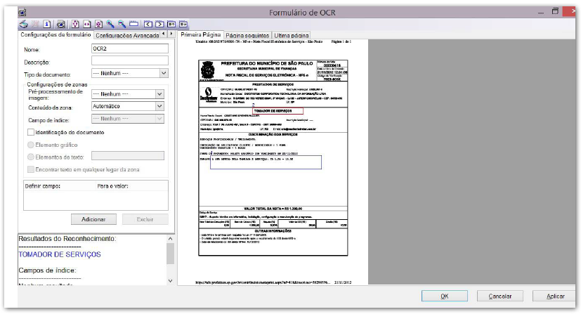 AUTOSCAN ( SUITE DE CAPTURA E INDEXAÇÃO AUTOMATIZADA ): ZONAS DE OCR, LEITURA DE