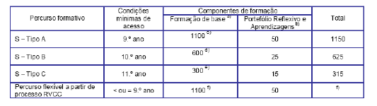 2) Sociedade, Tecnologia e Ciência: UFCD5, UFCD6 e UFCD7; 3) Cultura, Língua, Comunicação: UFCD5, UFCD6 e UFCD7; 4) Mais duas UFCD opcionais que podem ser mobilizadas a partir das UFCD de língua